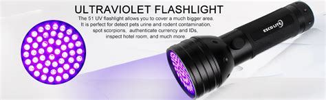 2 Pack UV Flashlight Black Light Escolite 51 LED 395nm Ultraviolet