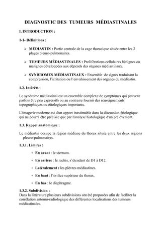 Diagnostic des tumeurs médiastinales PDF