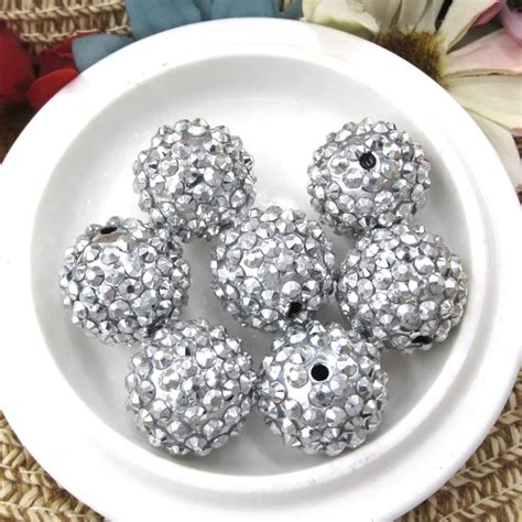 20mm 50pcs Silver Chunky Resin Rhinestone Beads Chunky Beads For