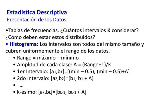 PPT Estadística Descriptiva 1 Muestreo y Presentación de los Datos