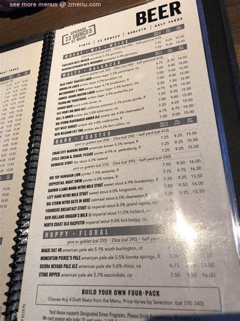 Menu At Yard House Pub Bar Naples