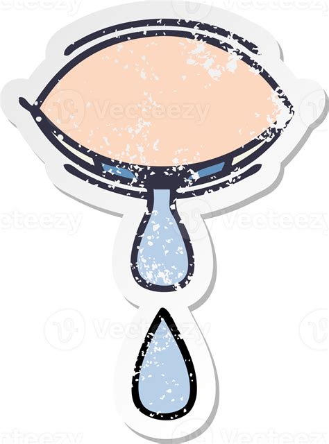 Distressed Sticker Of A Cute Cartoon Crying Eye 45181738 Png