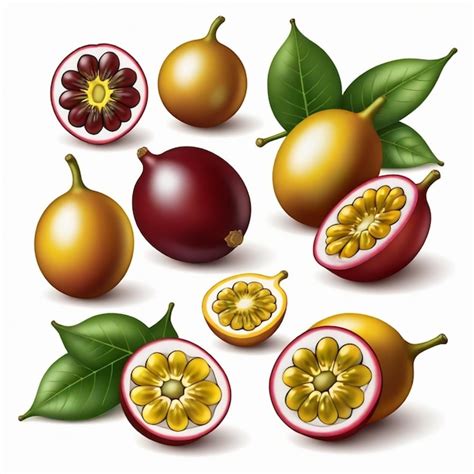 Premium Vector Passionfruit Vector Set White Background Isolated A