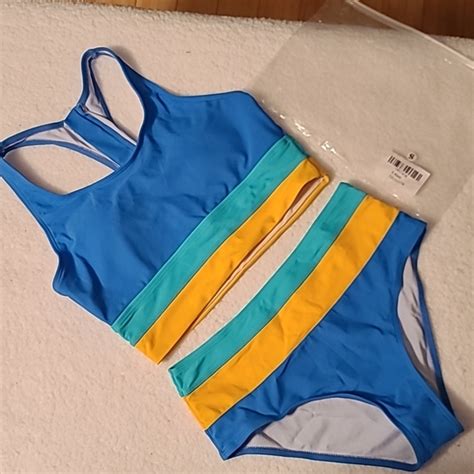 Hilinker Swim Hilinker High Waisted Color Block Bikini Nwt Size S