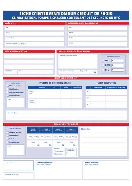 Registre Fiches Intervention Liquide Frigorig Ne Signals