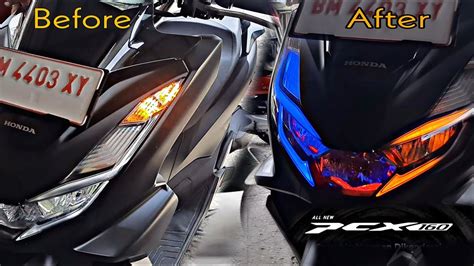 Modif Lampu Depan Dan Sticker Honda Pcx 160 Youtube