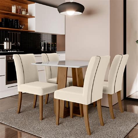 Conjunto De Mesa Sala De Jantar Atenas Cadeiras Carvalho Off