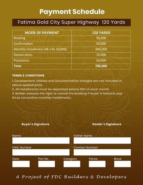 Fatima Gold City Karachi Payment Plan Location Map