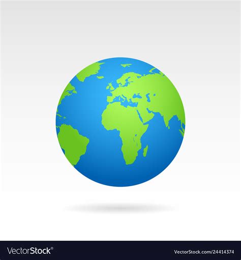 Globe earth map with shadow on a white background Vector Image