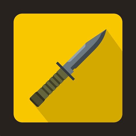 Icono De Cuchillo De Combate Militar En Estilo Plano Con Sombra Larga