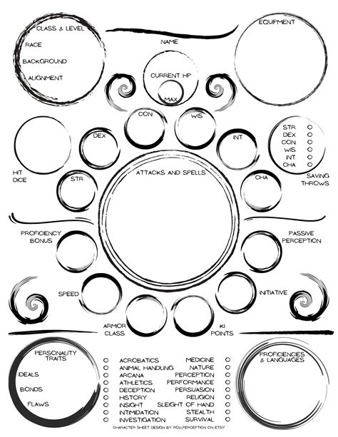 Dandd 5e Monk Character Sheet Etsy