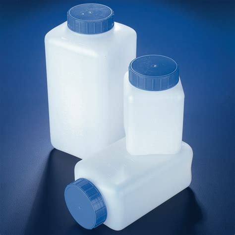 Bge242p Globe Scientific Square Wide Mouth Hdpe 2000 Ml Bottle With Polypropylene Blue