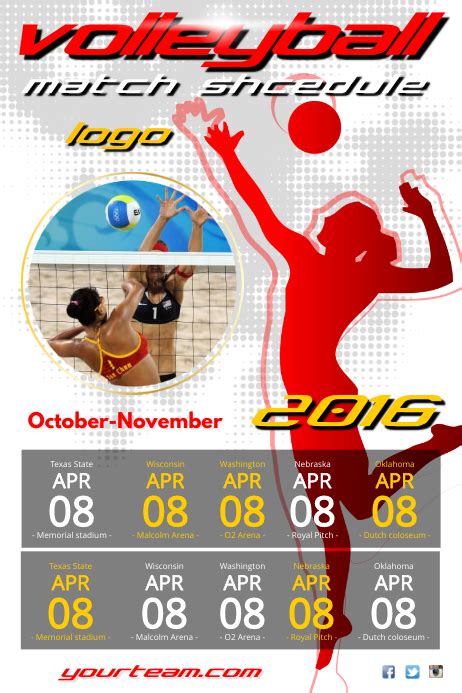 Volleyball Match Schedule Poster Template Postermywall