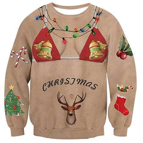 Raisevern Unisex Ugly Christmas Sweater 3d Print Funny Xmas