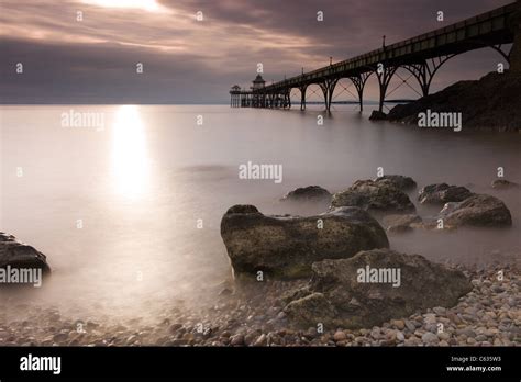 Clevedon Victorian pier at sunset Stock Photo - Alamy