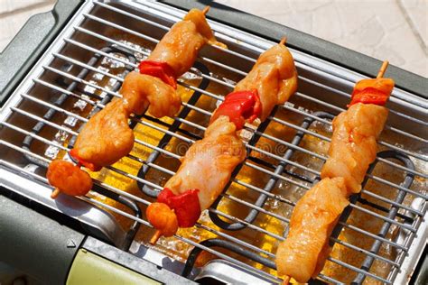 Chicken brochette on grill stock image. Image of chicken - 25337449