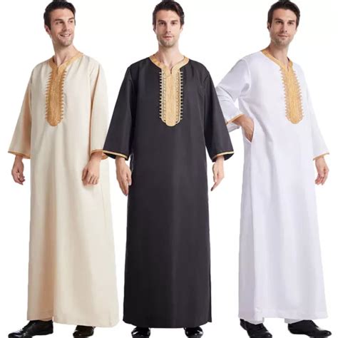 Men Abaya Kaftan Muslim Saudi Arab Dishdasha Thobe Robe Jubba Thoub