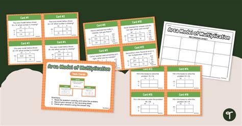 Area Model Of Multiplication Task Cards Teach Starter Worksheets