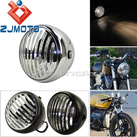 Faro Moto 6 5 Bullet Style Vintage Griglia Copertura Faro Hi Lo Beam