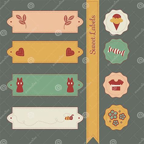 sweet labels set stock vector illustration  bunnies