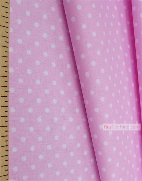 Cotton Print Fabric By The Yard Small Polka Dots White Soft Pink