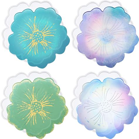 Silicone Coaster Molds Ccozn 4 Pcs Flower Silicone Coaster