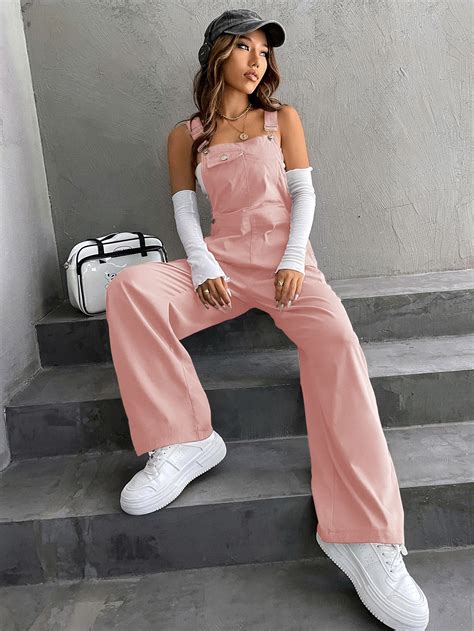 Shein Coolane Pc Flap Pocket Overalls Shein