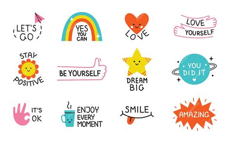 Premium Vector Vector Motivational Sticker Pack Cute Colorful Sticker