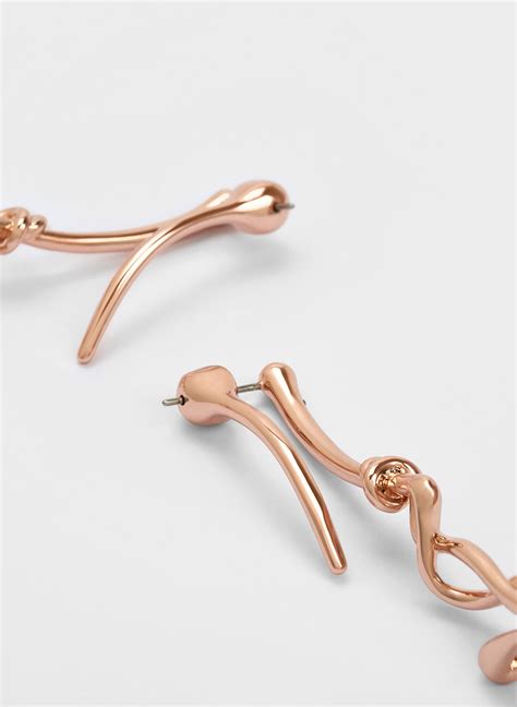 Rose Gold Allegro Sculptural Drop Earrings Charles And Keith Cl