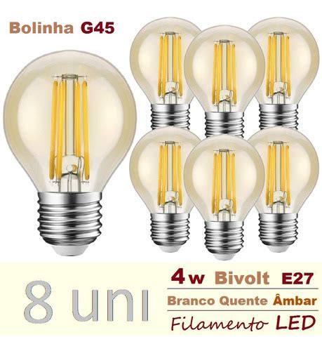 Kit L Mpadas Led Filamento Bolinha Mbar W Bivolt G Frete Gr Tis