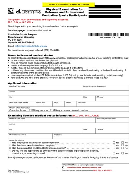 Form PA-611-024 Download Fillable PDF or Fill Online Physical ...