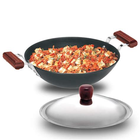 Buy Hawkins Futura Hard Anodised Deep Fry Pan Kadhai Flat Bottom With