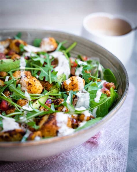 Roasted Cauliflower Salad With Tahini Dressing Six Hungry Feet