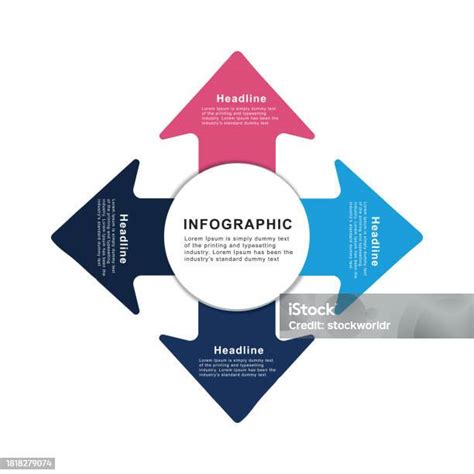 Four Steps Circle Arrow Infographic Scheme Template Chart Diagram Module Stock Illustration