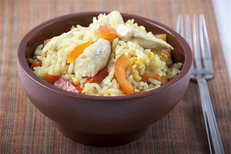 Fried Rice with Chicken and Vegetables Stock Photo - Image of food ...