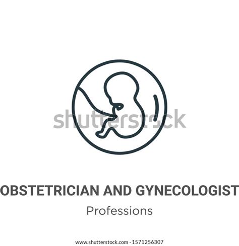 Obstetrician Gynecologist Outline Vector Icon Thin เวกเตอร์สต็อก ปลอด