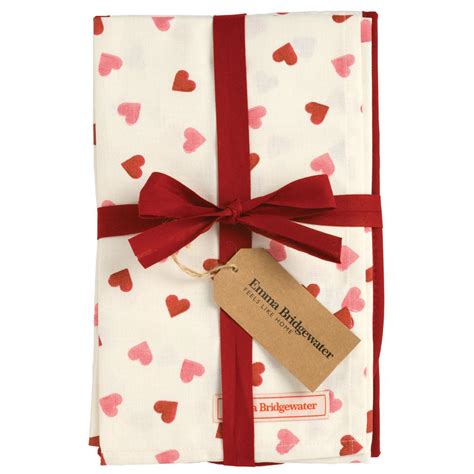 Emma Bridgewater Pink Hearts Double Oven Glove And Tea Towel Set