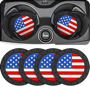 Amazon Osilly Car Cup Holder Coasters 4 Pack American Flag Insert