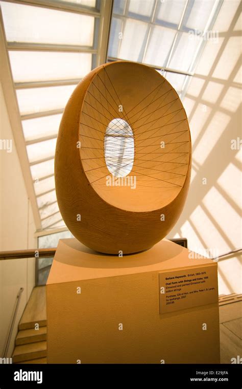 Wooden Sculpture Titled Oval Form With Strings And Color Created In