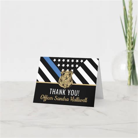 Police Blue Line American Flag First Responder Thank You Card Zazzle