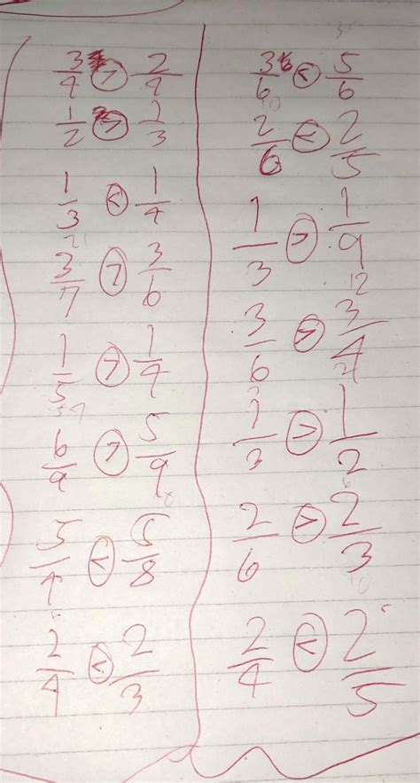 Compare The Following Fractions By Using Or