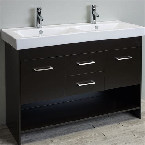 Eviva Gloria 48 Espresso Double Bathroom Vanity Set With White