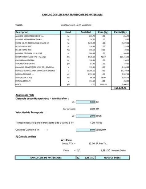 Calculo De Flete Para Transporte De Materiales Udocz Hot Sex Picture