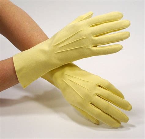 Vintage Yellow Cotton Above the Wrist Ladies Dress Gloves – Size 7 – Mid Century – Haute Juice