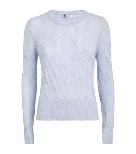 Johnstons Of Elgin Blue Cashmere Cable Knit Sweater Harrods Uk