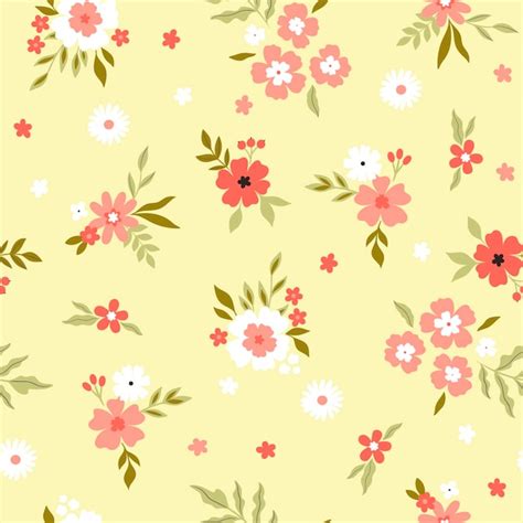 Premium Vector Spring Seamless Pattern With Flowers Leaves And Berries