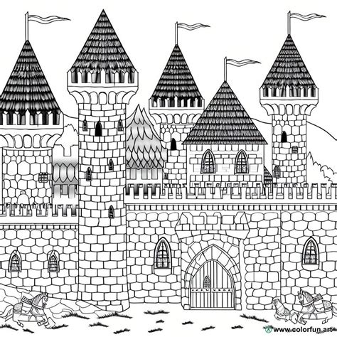 Coloriage d un château fort pour chevalier à Télécharger ou à Imprimer