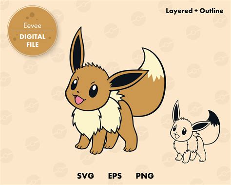 Eevee Pokemon SVG cut file Layered digital template | Etsy