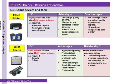 Ict Igcse Theory Revision Presentation Output Devices And Their