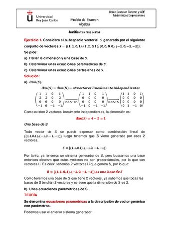 Modelo Examen Algebra Solucion Pdf